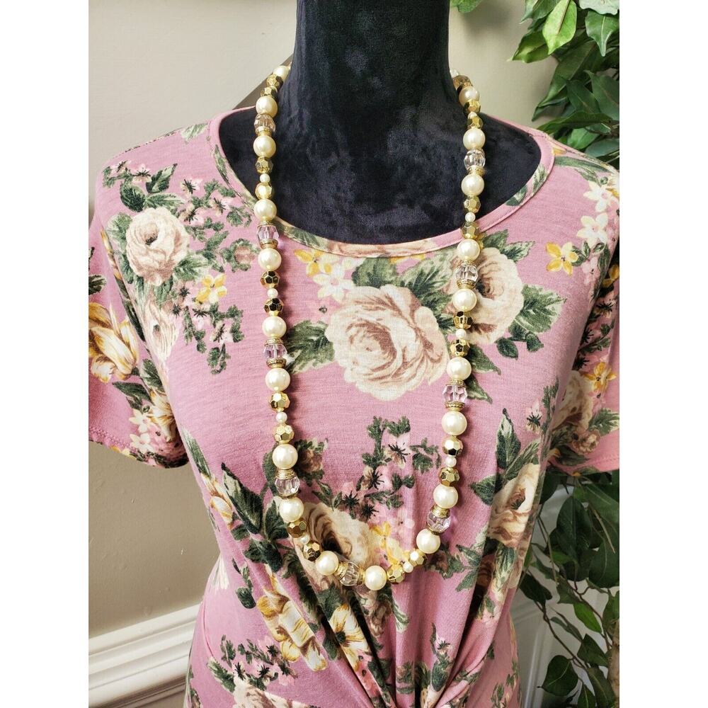 Sweet Claire Women's‎ Pink Polyester Round Neck Half Sleeve Knee Length Dress L - Picture 2 of 10
